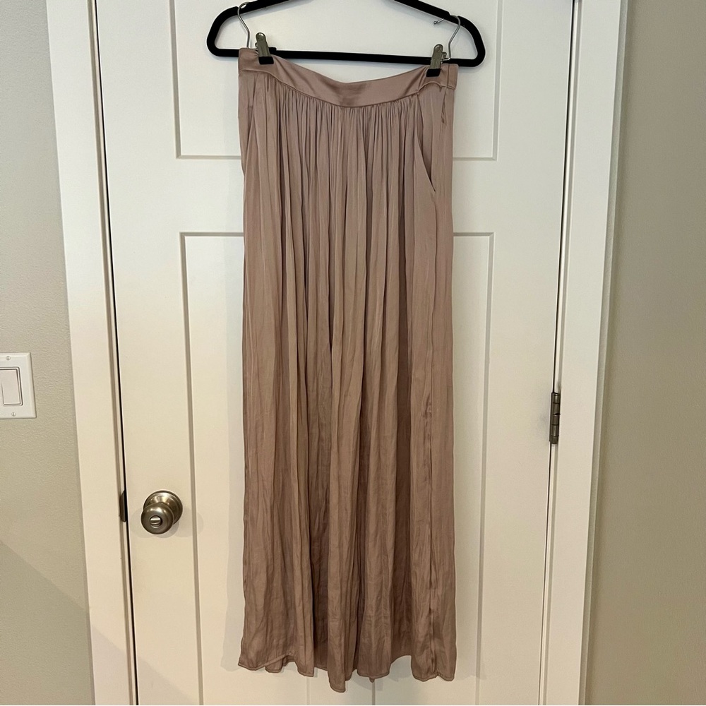 NWT Zara Woman Pleated Pink Maxi Skirt With Pockets Size M